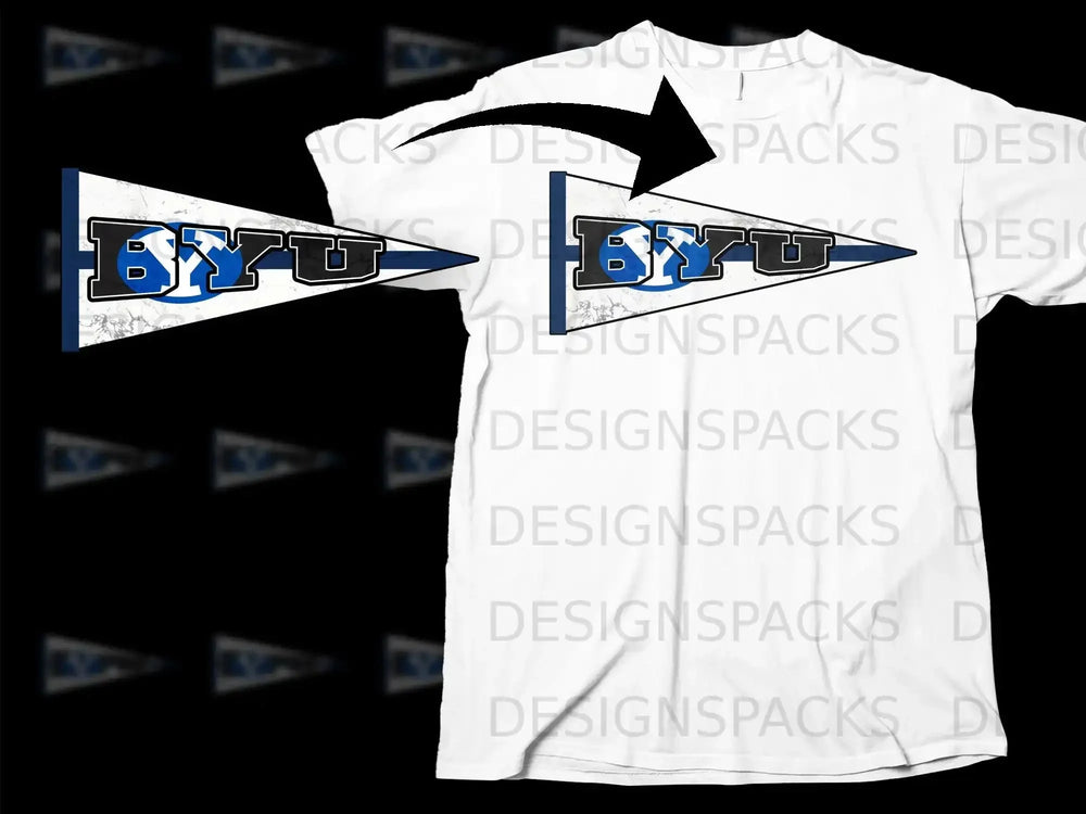 BYU Pennant Design White T-shirt