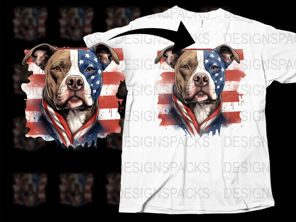 Patriotic Dog T-Shirt, American Flag Graphic Print, Unisex Tee, Cool Animal Design, Summer Fashion, USA Flag Colors
