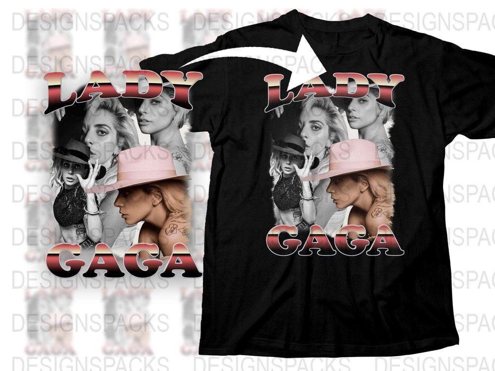 Lady Gaga Inspired Graphic T-Shirt, Pop Music Fan Tee, Black and White Trendy Shirt Design for Music Lovers