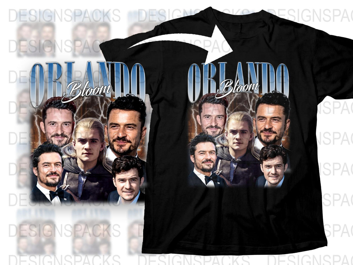 Orlando Bloom Graphic T-Shirt, Movie Star Collage Tee, Celebrity Photo Print, Casual Fan Apparel