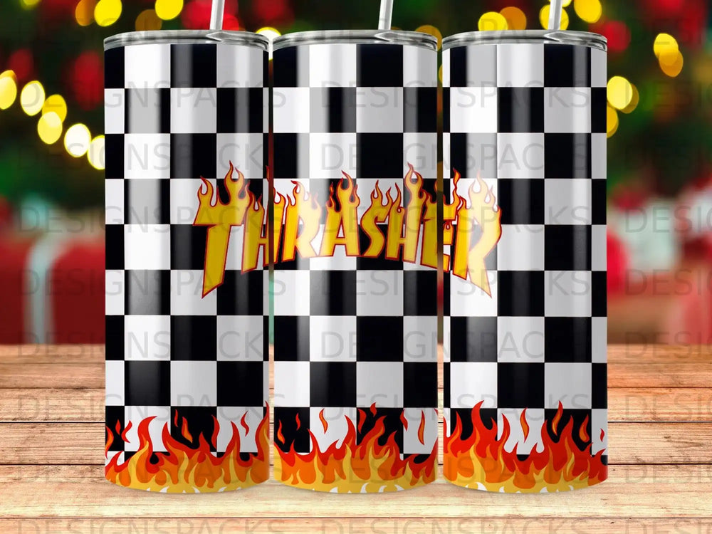 Checkered Flag Thrasher Flames Tumbler product type