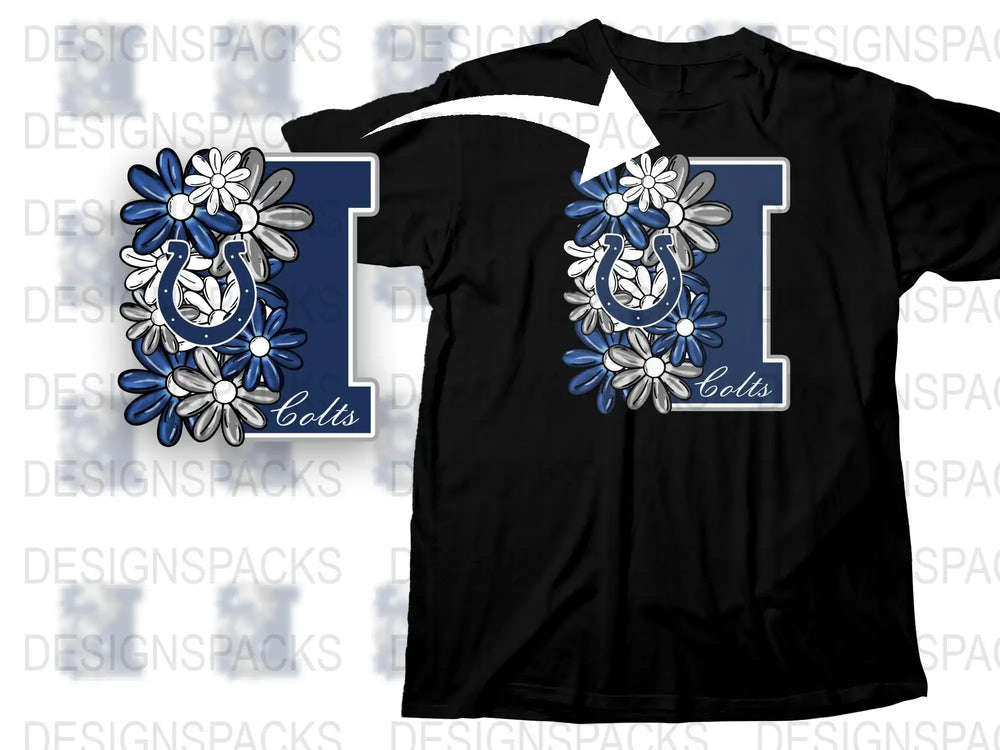Navy Blue Floral Collegiate Letter T-shirt, Stylish Graphic Tee, Bold Letter Print, Casual Fashion Top