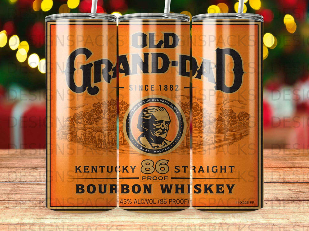 Grand-Dad Bourbon Whiskey tumbler with Kentucky Straight label.