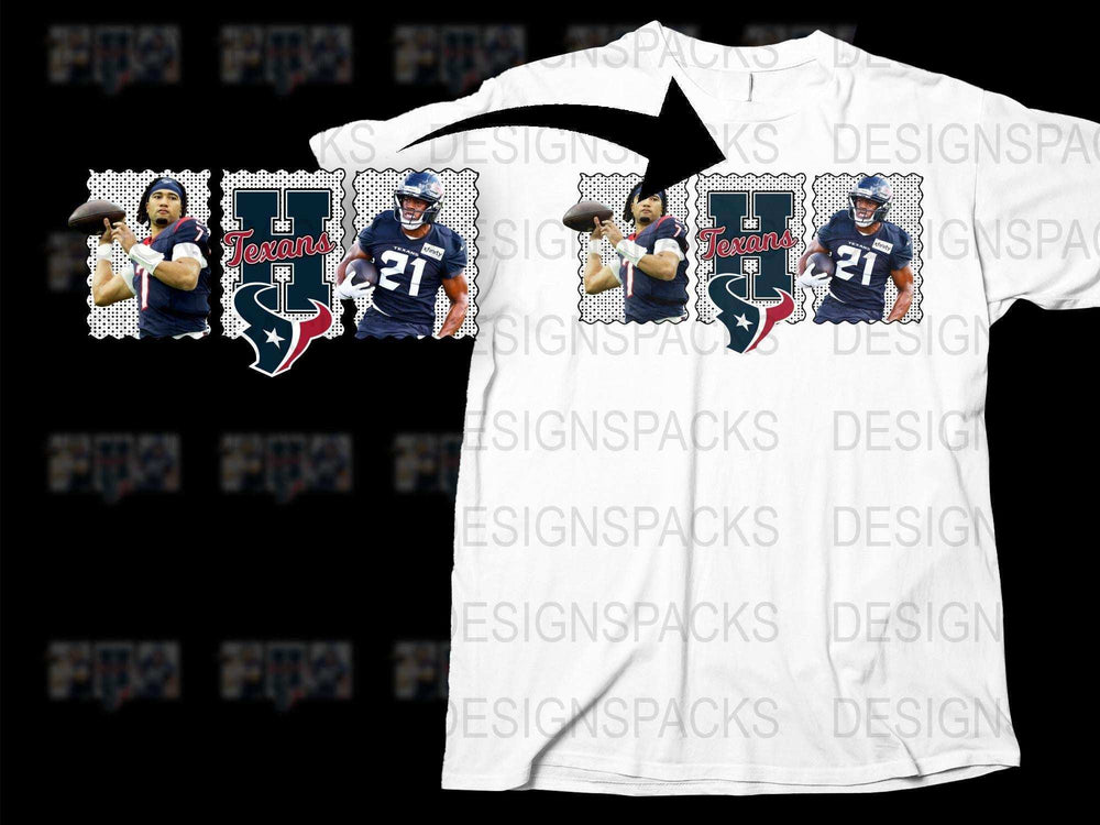 Houston Texans Inspired Graphic T-Shirt, Football Player Print, Sports Fan Apparel, Casual Wear