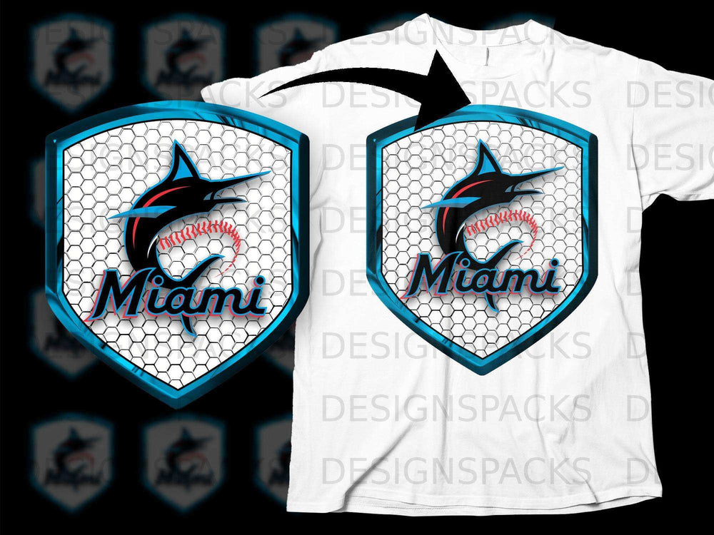 Miami Marlin Baseball Logo Design T-Shirt