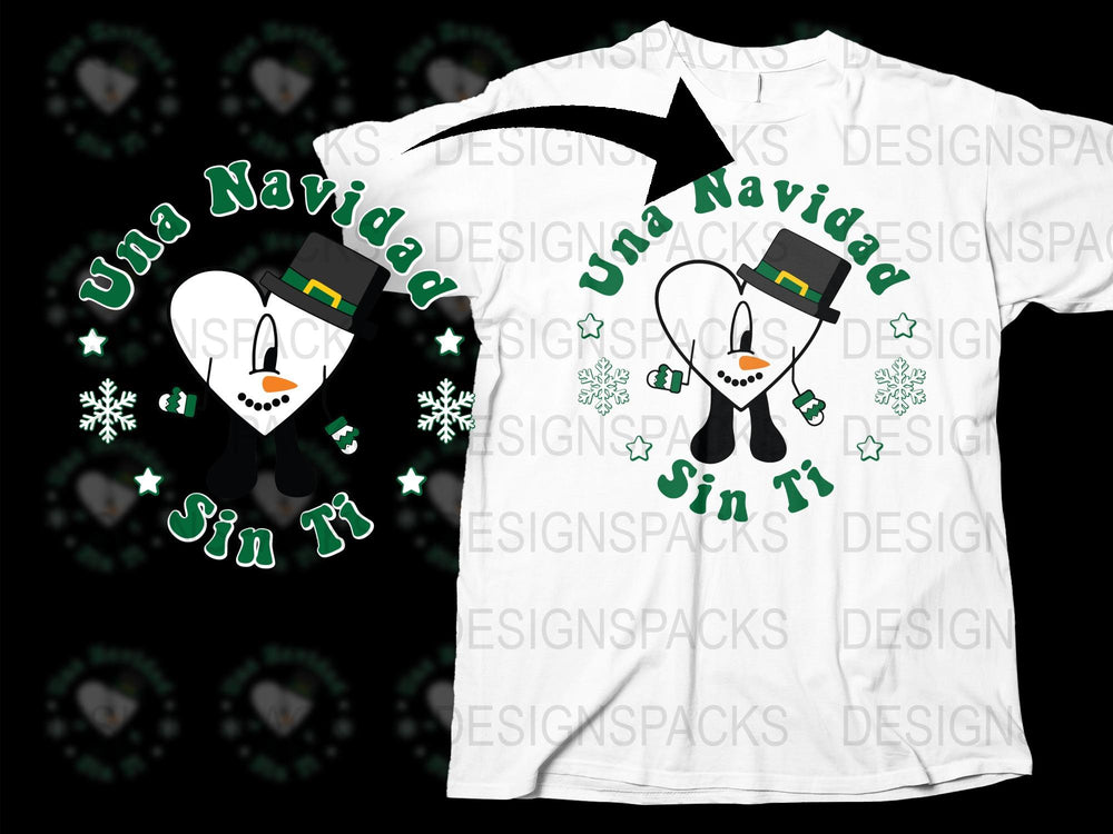 Una Navidad Sin Ti T-Shirt, Festive Holiday Tee, Snowman Graphic, Unisex Christmas Shirt