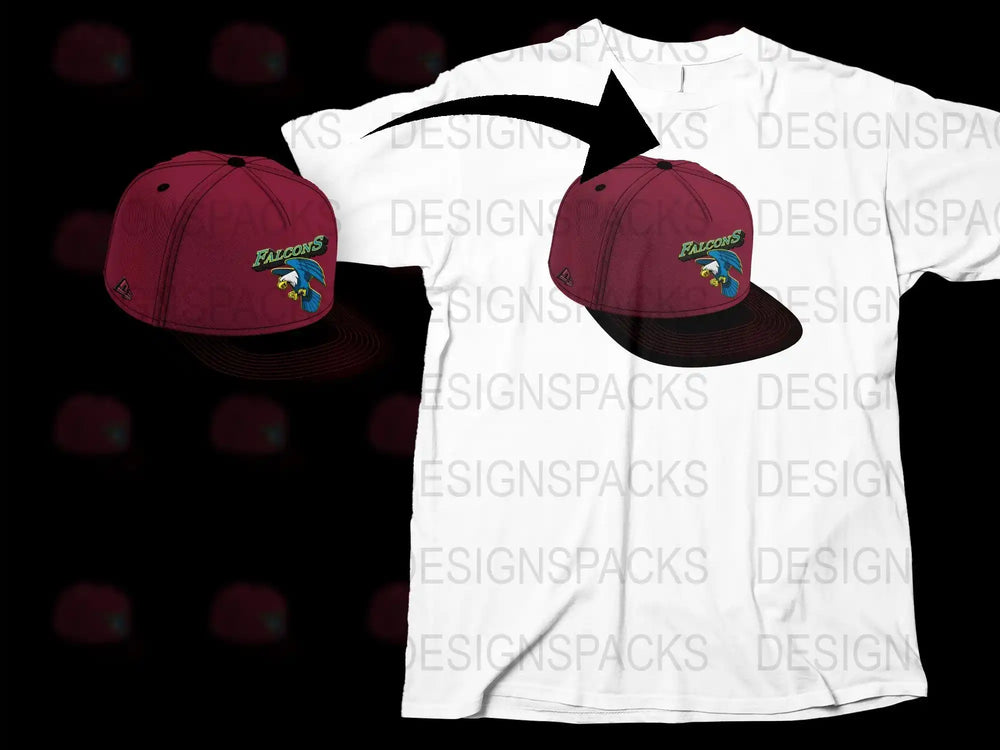 Vintage Falcons Baseball Cap and T-Shirt Set, Maroon Snapback, Graphic Tee, Sports Merchandise