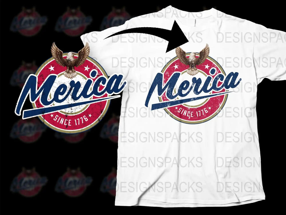 Patriotic 'Merica T-Shirt, USA Eagle, Men Women Unisex Apparel, July 4th Independence Day Celebration Tee