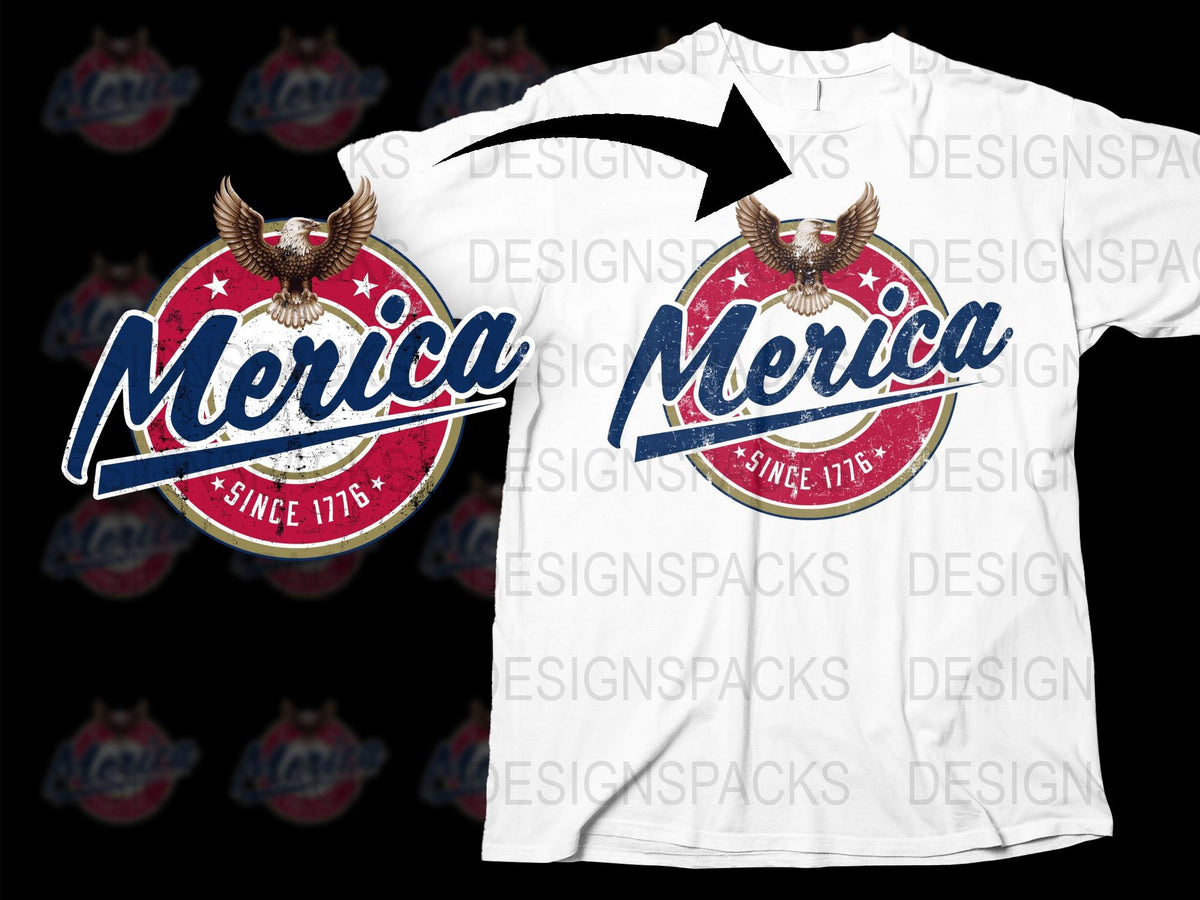 Patriotic 'Merica T-Shirt, USA Eagle, Men Women Unisex Apparel, July 4th Independence Day Celebration Tee