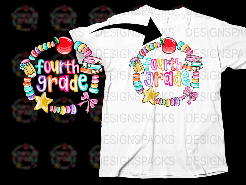 Colorful Fourth Grade Teacher T-Shirt, Back To School Kids Tee, Fun Graphic Classroom Apparel