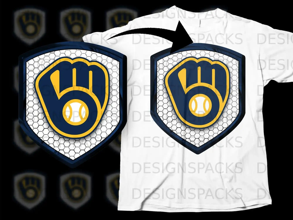 Baseball Glove Emblem Shield Graphic T-shirt Design