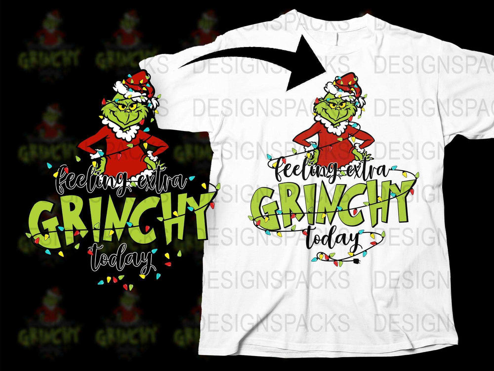 Grinchy Today T-Shirt, Christmas Grinch Holiday Tee, Funny Festive Shirt, Green and Red, Unisex Adult Clothing