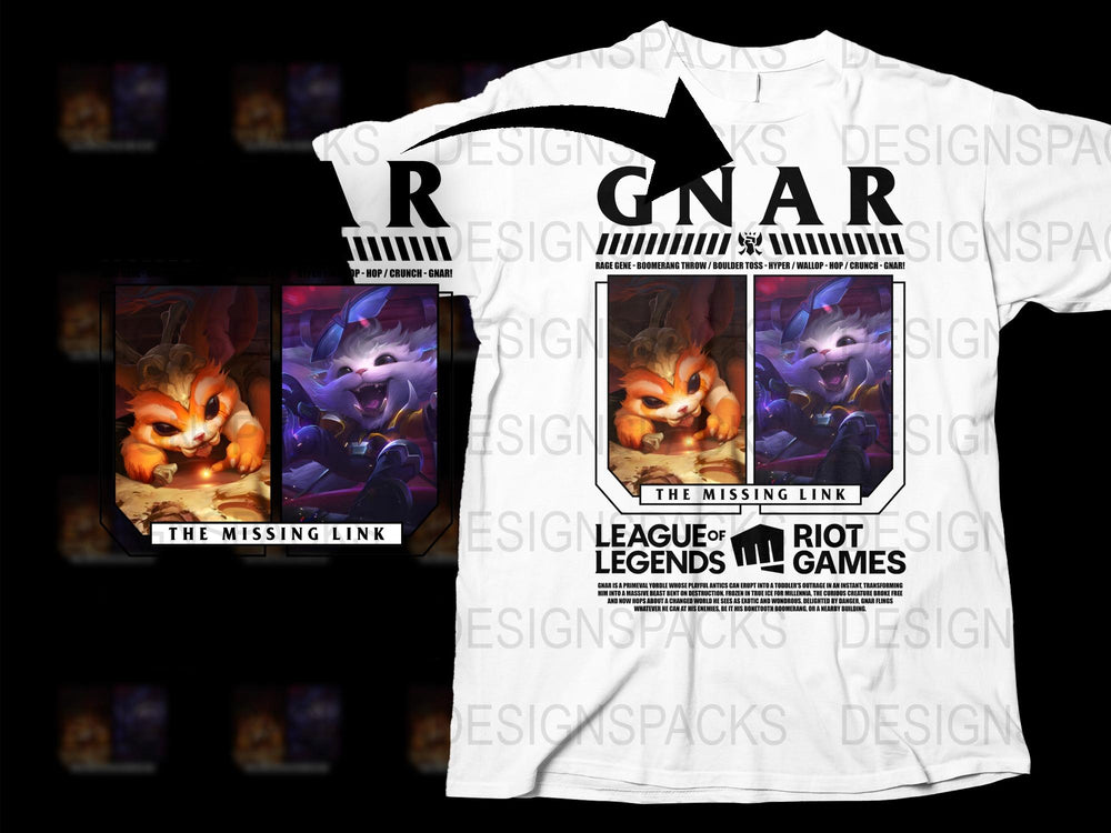 League of Legends Gnar T-Shirt, Riot Games Merch, Gamer Graphic Tee, Unisex White Shirt