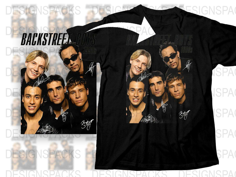Vintage Boy Band Black T-Shirt, 90s Pop Music Group Graphic Tee, Collectible Fan Merchandise, Retro Style Clothing