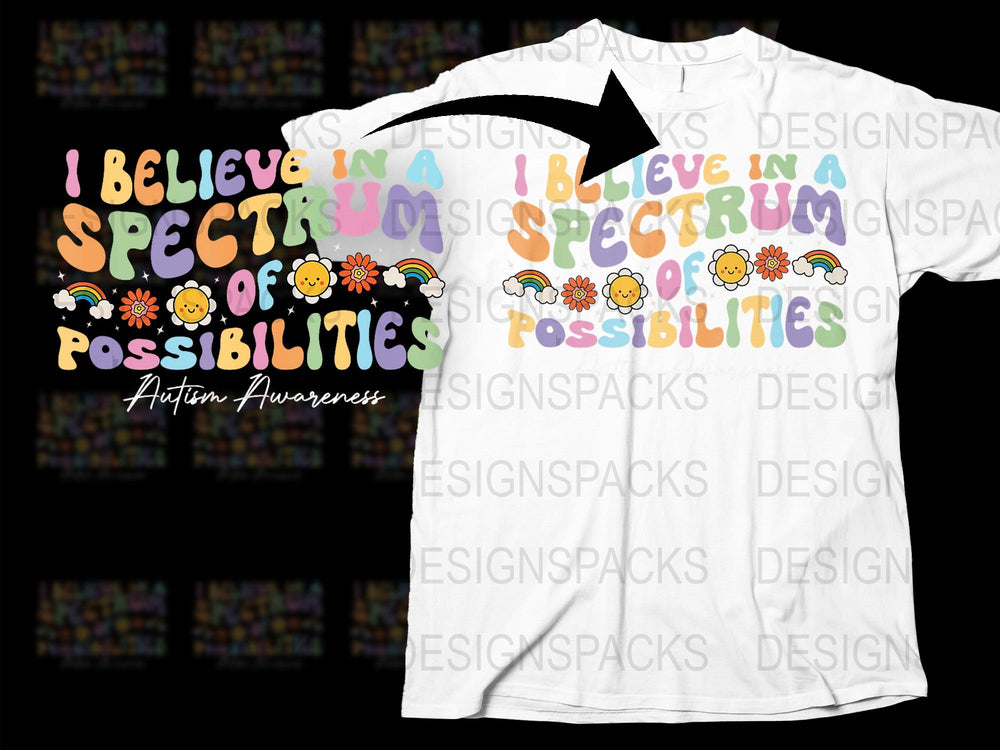 Autism Awareness T-Shirt, Colorful Spectrum of Possibilities Graphic Tee for Support and Acceptance