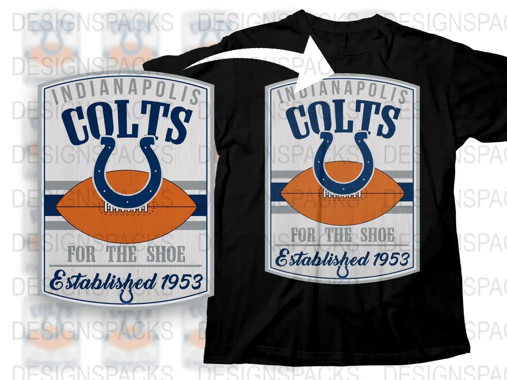 Indianapolis Colts T-Shirt, Vintage Sports Team Tee, NFL Football Fan Gift, Casual Wear, Men's Black Shirt, Graphic Design, 1953 Logo
