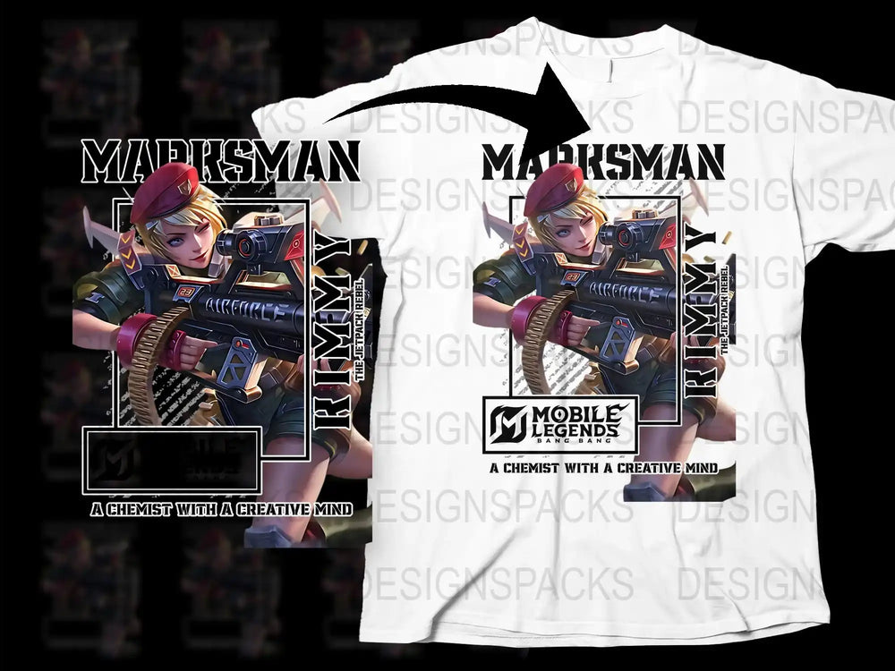 Mobile Legends Marksman T-Shirt, Gaming Tee, FPS Character Design, Unisex Cotton Shirt, Graphic Print, Gift for Gamers