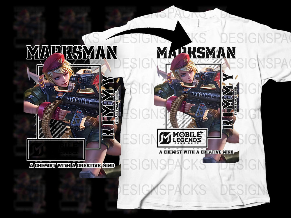 Mobile Legends Marksman T-Shirt, Gaming Tee, FPS Character Design, Unisex Cotton Shirt, Graphic Print, Gift for Gamers