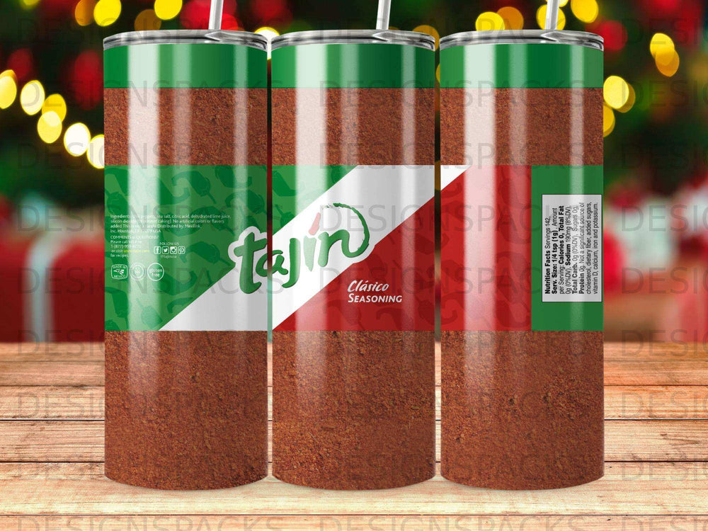 Tajin Clásico Seasoning can with nutritional information and ingredients list.