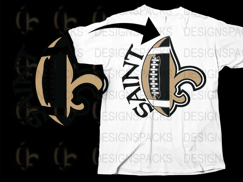 New Orleans Football Team Graphic T-Shirt, Black and White Sports Fan Tee, Casual Wear