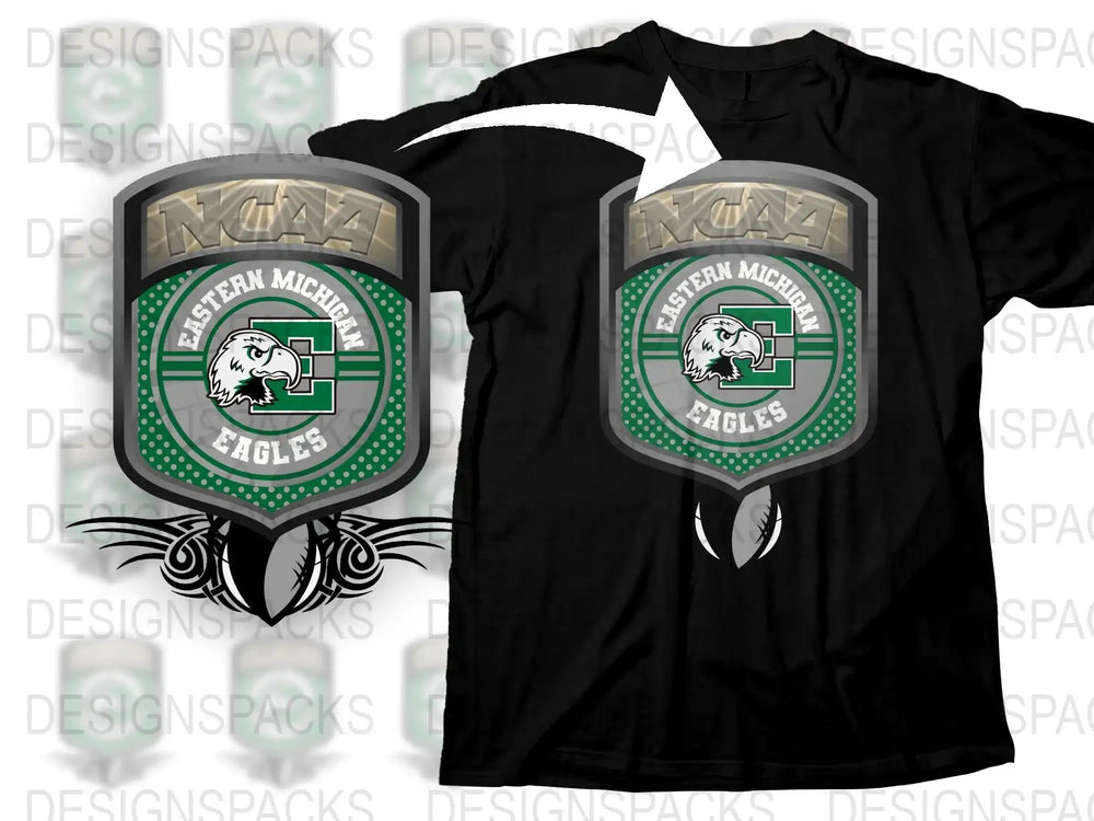 Eastern Michigan Eagles T-Shirt, NCAA Sports Tee, Green and Black Design, Collegiate Apparel
