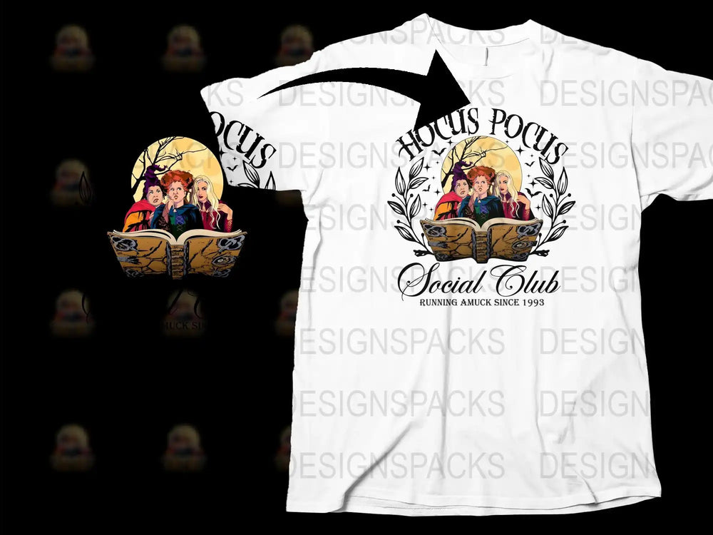 Hocus Pocus Social Club T-Shirt, Witch Themed Graphic Tee, Halloween Casual Outfit, Vintage Style Top, Fun Autumn Wear