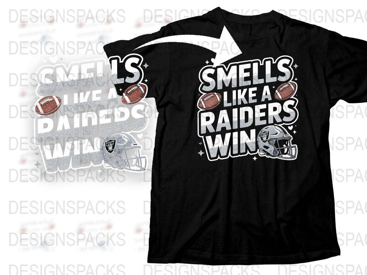 Raiders Football T-Shirt, Smells Like a Win Graphic Tee, Sports Fan Game Day Apparel, Black Unisex Shirt