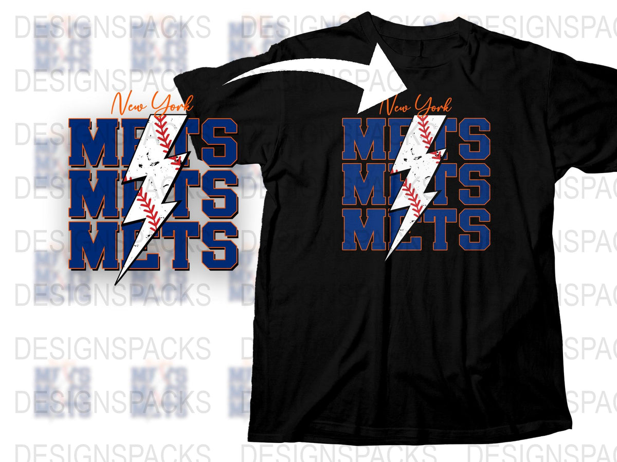 New York Mets T-Shirt, Retro Baseball Graphic Tee, Vintage Sports Fan Apparel, Unisex Black Shirt