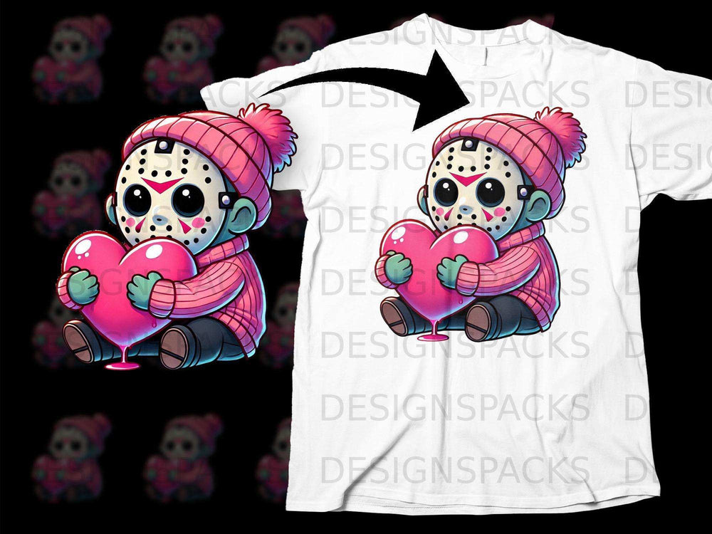 Cute Horror Character with Heart Design T-Shirt