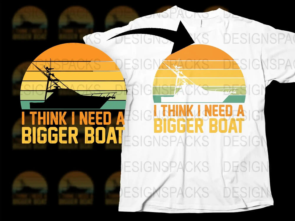 Jaws Inspired T-Shirt, I Think I Need A Bigger Boat, Sunset Graphic Tee, Unisex Movie Quote Shirt