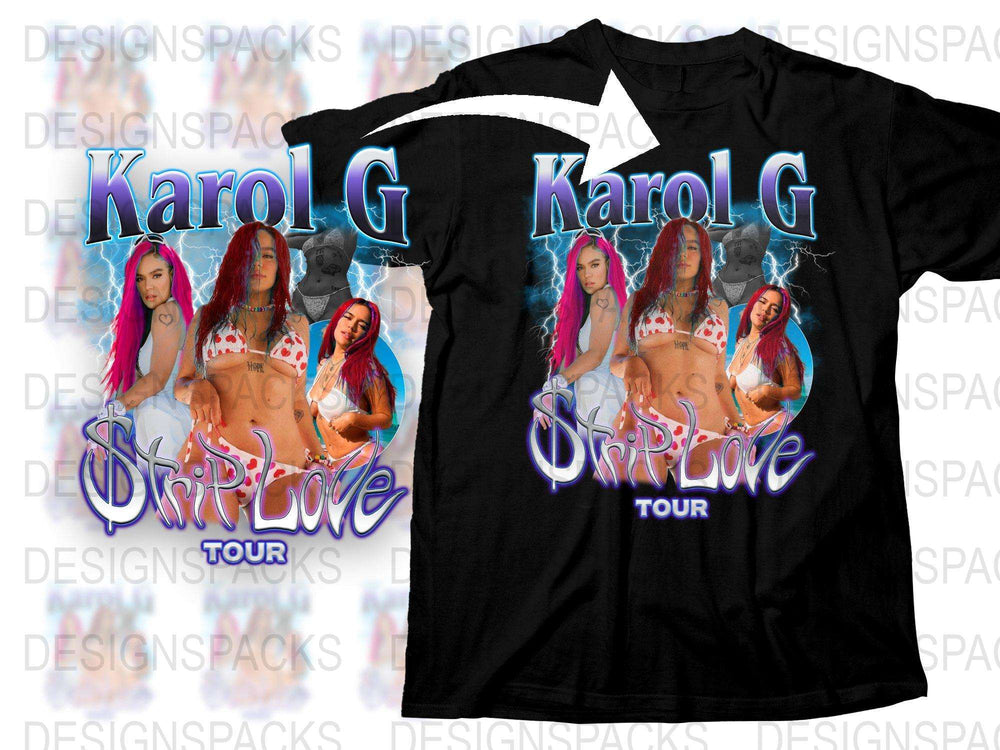 Karol G Drip Love Tour T-Shirt, Colorful Graphic Tee, Music Artist Fan Merchandise, Vibrant Pop Concert Apparel