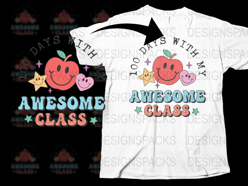 Awesome Class T-Shirt, Cute Apple and Pig Design, Graphic Tee for Teachers and Students, Unisex Kids and Adult Sizes