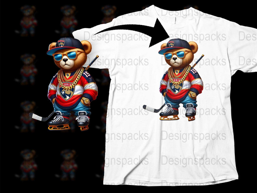 Cool Bear Cartoon T-Shirt, Hip Hop Style Bear Graphic Tee, Urban Streetwear, Kids and Adult Sizes Available