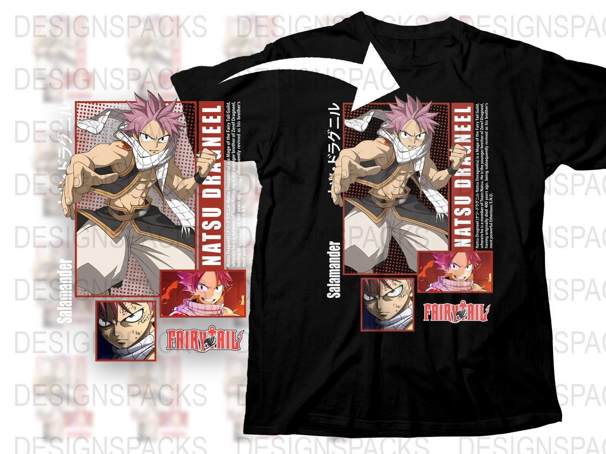 Anime Inspired T-Shirt, Colorful Graphic Tee, Natsu Dragneel Design, Manga Fan Apparel