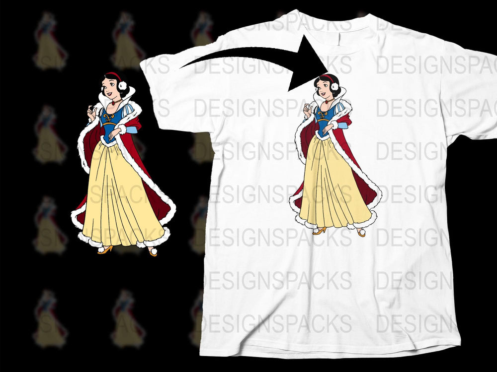 Snow White Inspired Graphic T-Shirt, Disney Princess Theme Tee, Casual Fashion Top for Adults and Kids