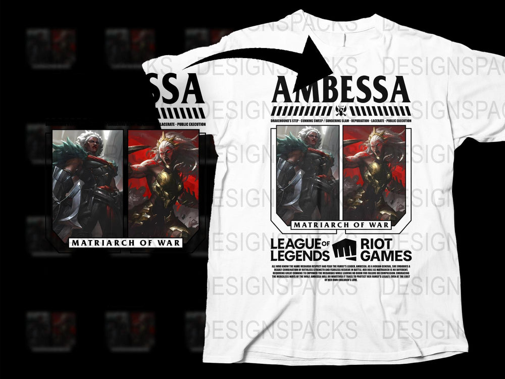Ambessa Matriarch of War League of Legends T-Shirt, Riot Games Merch, Gaming Apparel, Graphic Tee, Unisex Clothing