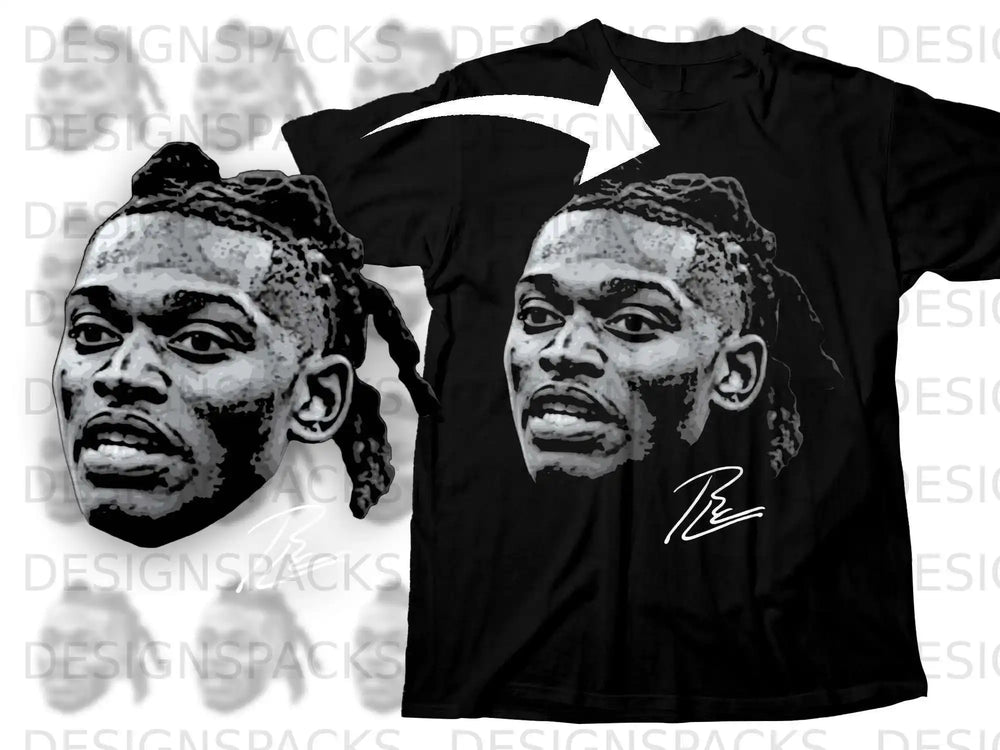 Graphic Face Print T-Shirt with Signed Design