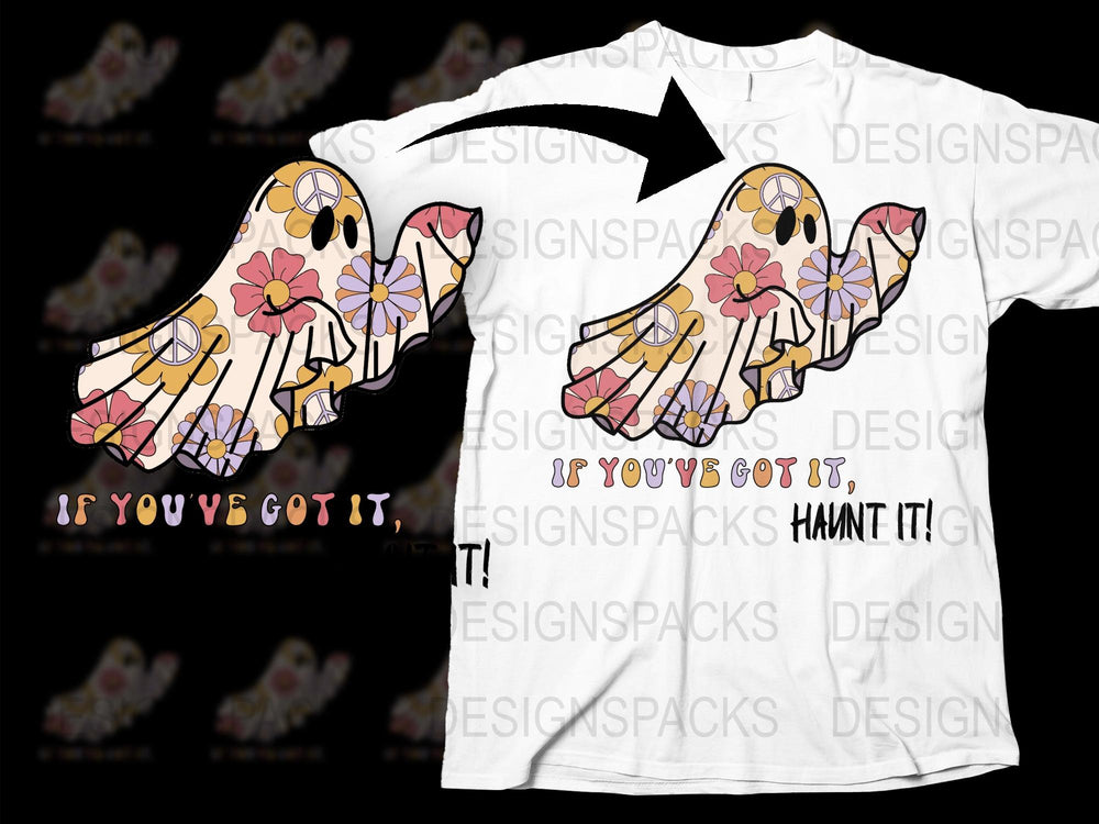 Floral Skeleton Hands T-Shirt, Retro Graphic Tee, Unisex Haunt It Quote Top