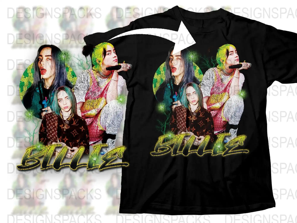 Billie Eilish Graphic T-Shirt, Colorful Pop Art Style, Trendy Music Fan Apparel, Unisex Tee