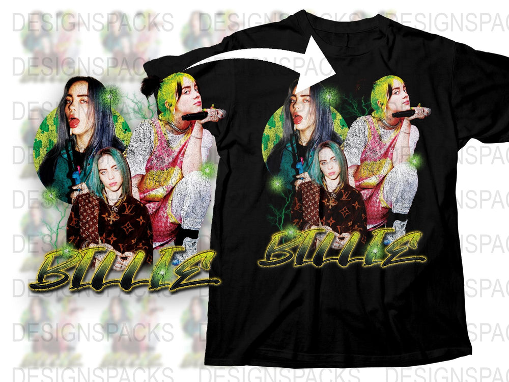 Billie Eilish Graphic T-Shirt, Colorful Pop Art Style, Trendy Music Fan Apparel, Unisex Tee