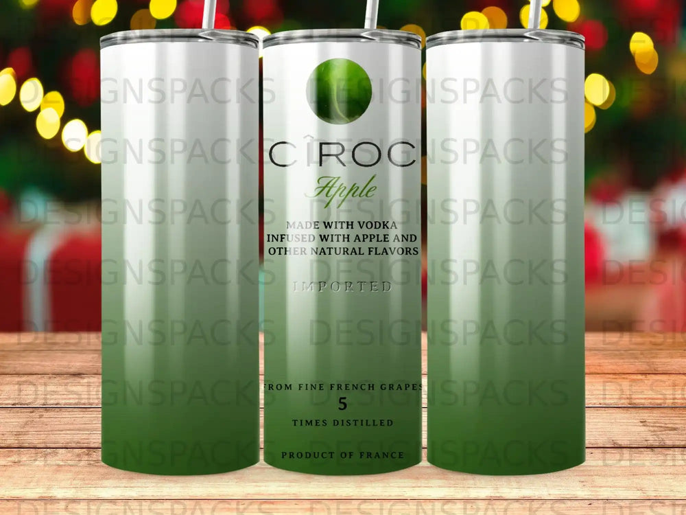 Cîroc Apple vodka bottle with green gradient and text.