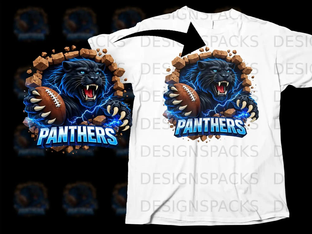 Fierce Panthers Football Team Graphic T-shirt Design