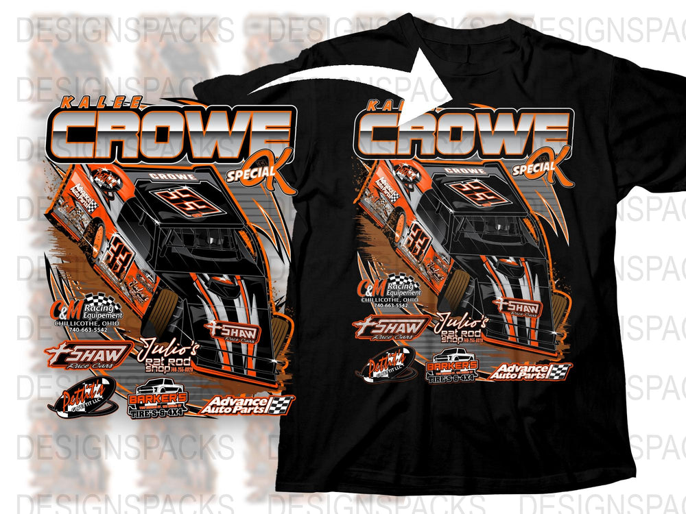 Rally Race Car Graphic T-Shirt, Tyler Shaw Special Edition, Black and Orange, Racing Apparel