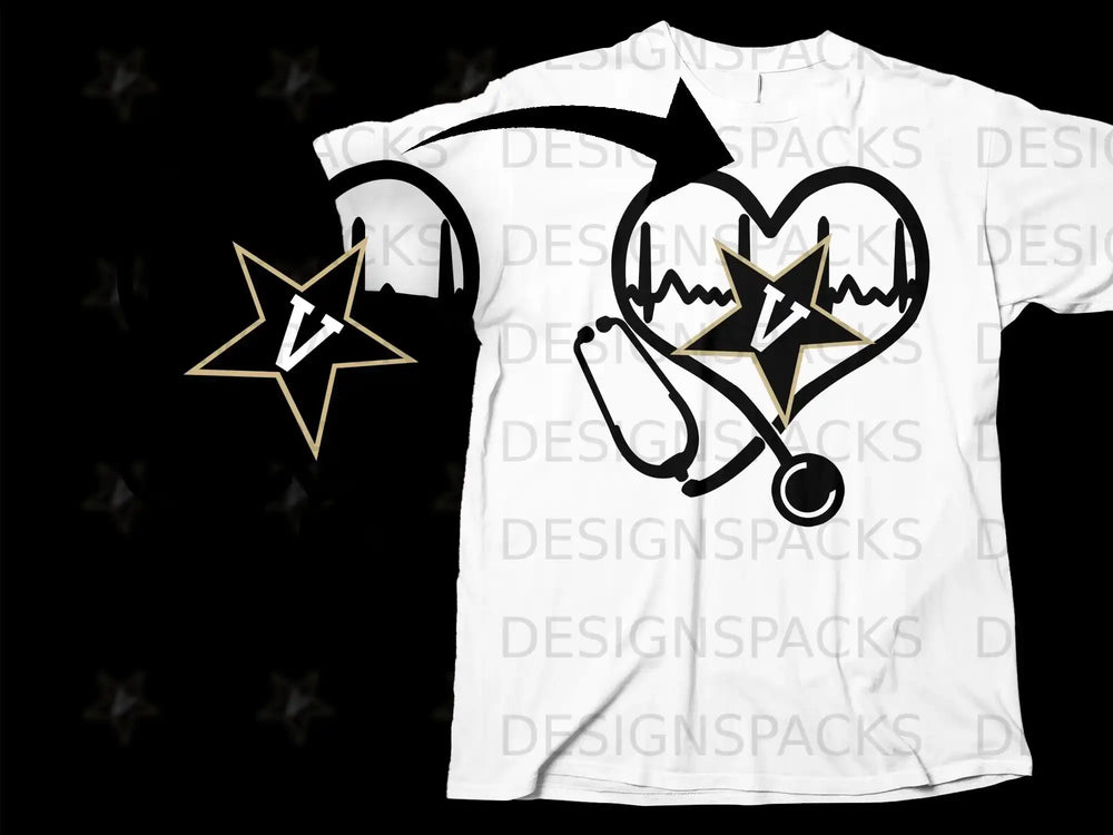 Heart Stethoscope Star V Design T-Shirt for Fans