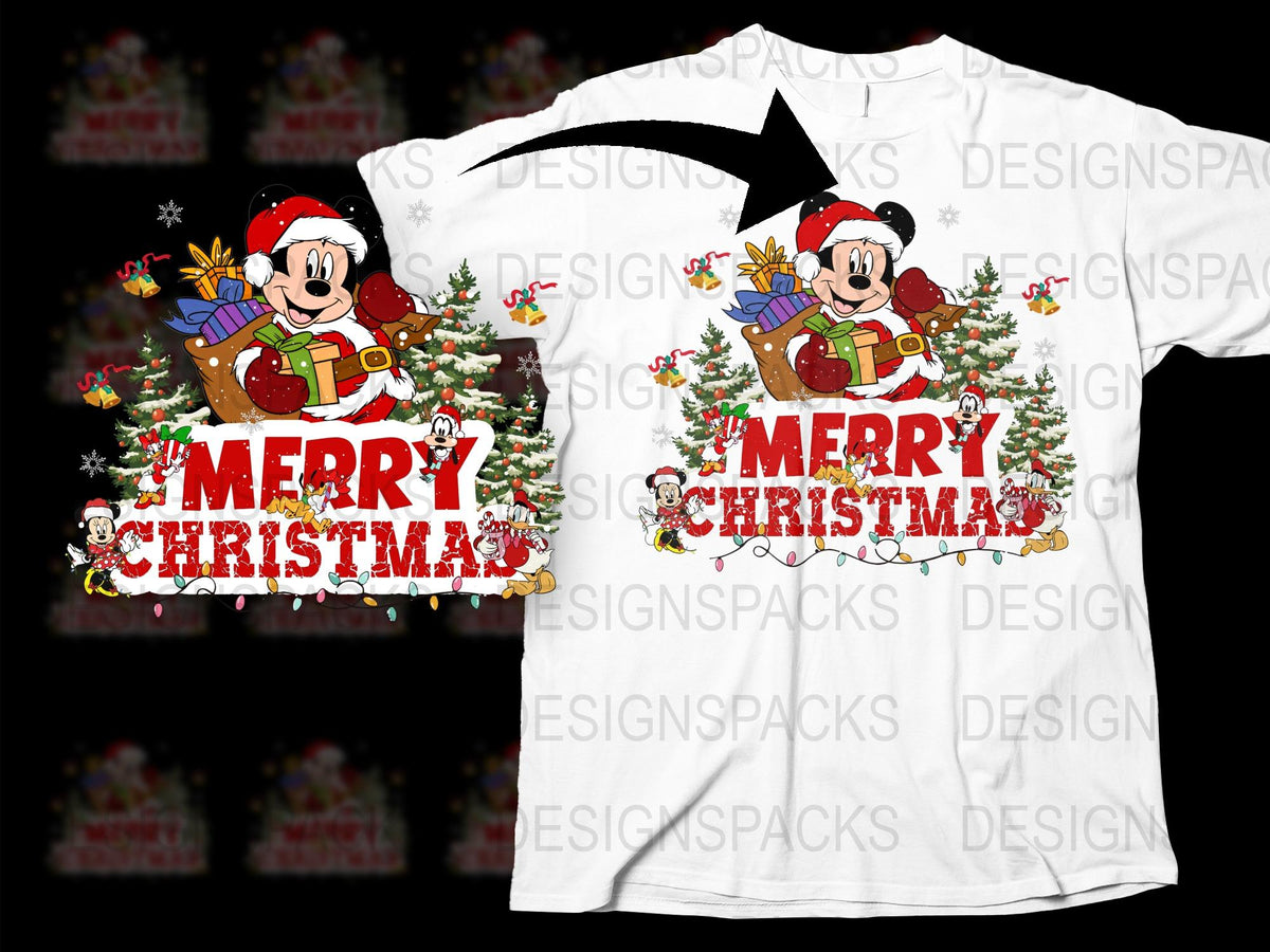 Merry Christmas Mickey Mouse T-Shirt, Disney Holiday Graphic Tee, Festive Winter Apparel for All Ages