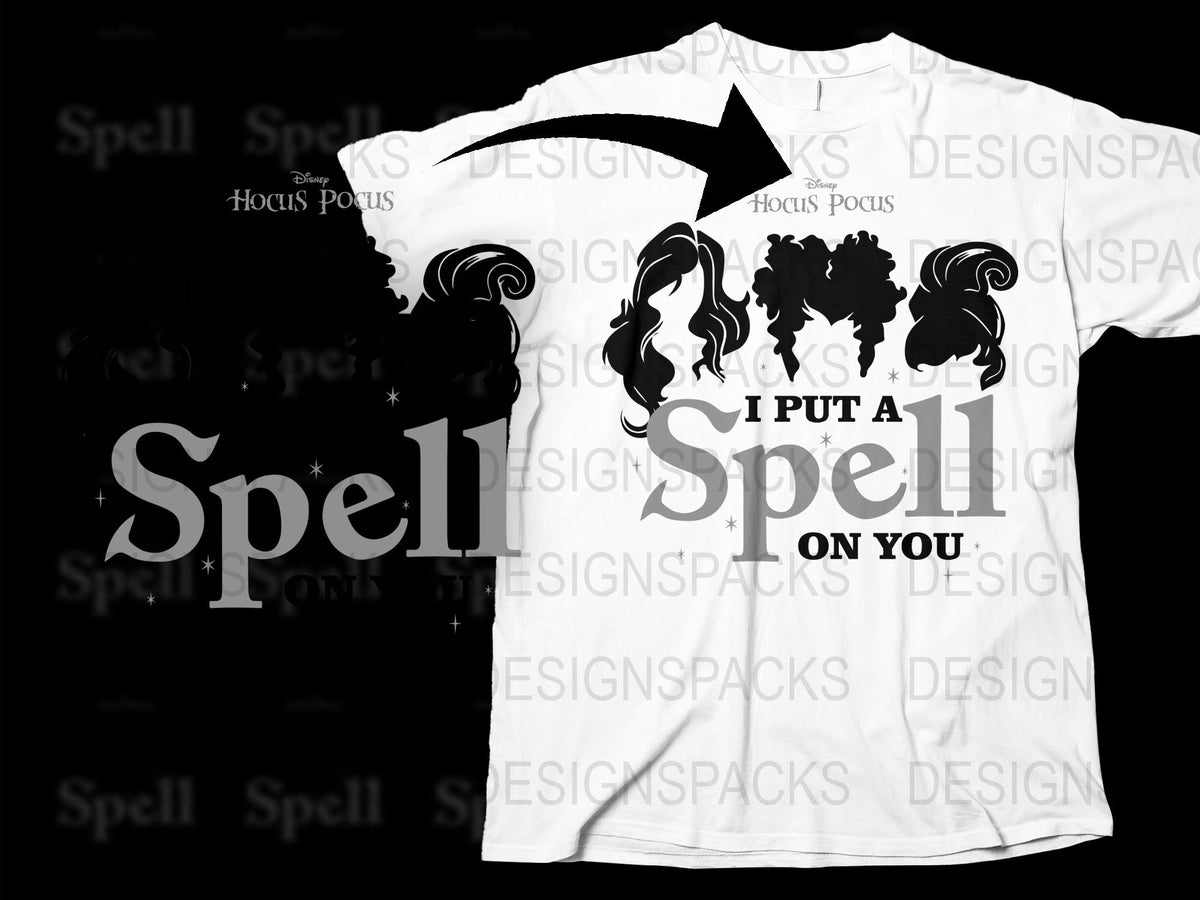 Hocus Pocus Inspired T-Shirt, 'I Put A Spell On You' Quote, Witch Silhouette, Halloween Tee, Gift Idea