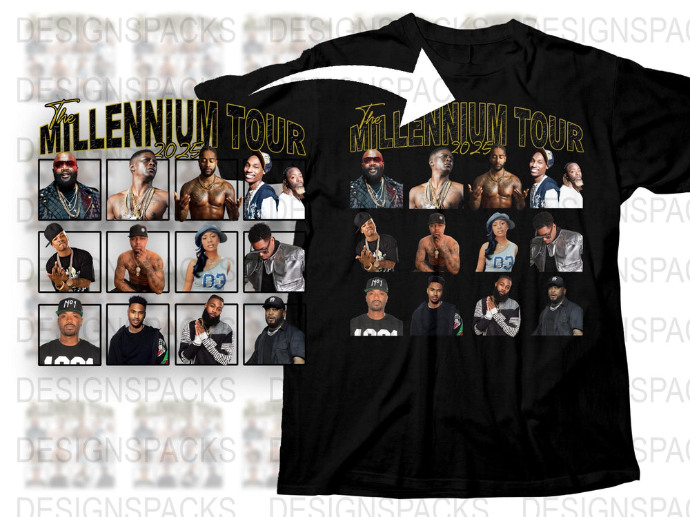 Millennium Tour 2023 T-Shirt, Vintage Hip Hop Concert Tee, Band Photo Collage, Unisex Music Festival Apparel