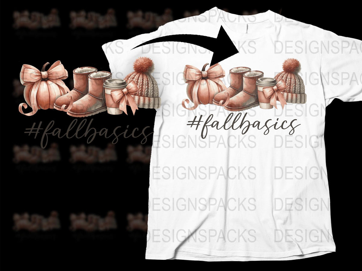 Fall Basics T-Shirt, White Graphic Tee, Pumpkin Spice Latte Design, Autumn Fashion, Casual Wear for Men and Women