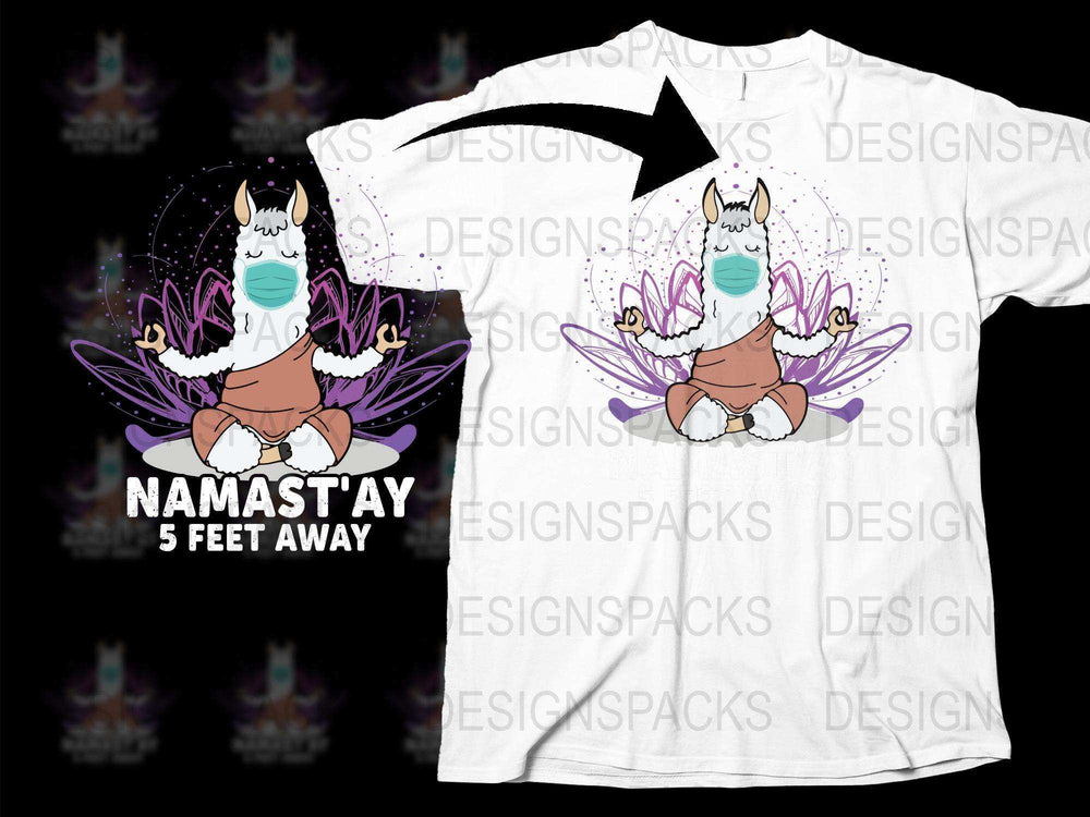Namast'ay 5 Feet Away T-Shirt, Funny Yoga Meditation Graphic Tee, Unisex Cotton Shirt