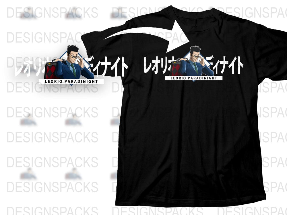 Anime Character Leorio Black T-Shirt, Manga Series Inspired Graphic Tee, Men's and Women's Casual Wear Cotton Shirt.